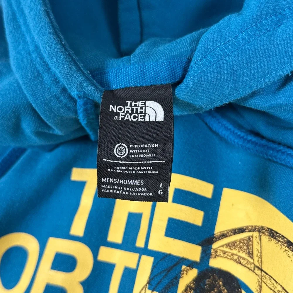 The North Face Hoodie Mens L Blue Cotton Blend Graphic Pullover Gorpcore